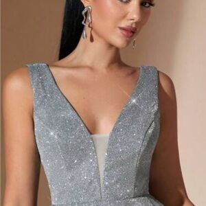 Elegant Silver Evening Dress